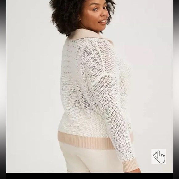 NWT TORRID Collared Pullover Sweater Ivory with Beige/Tan
size 0 or Large - Picture 3 of 12